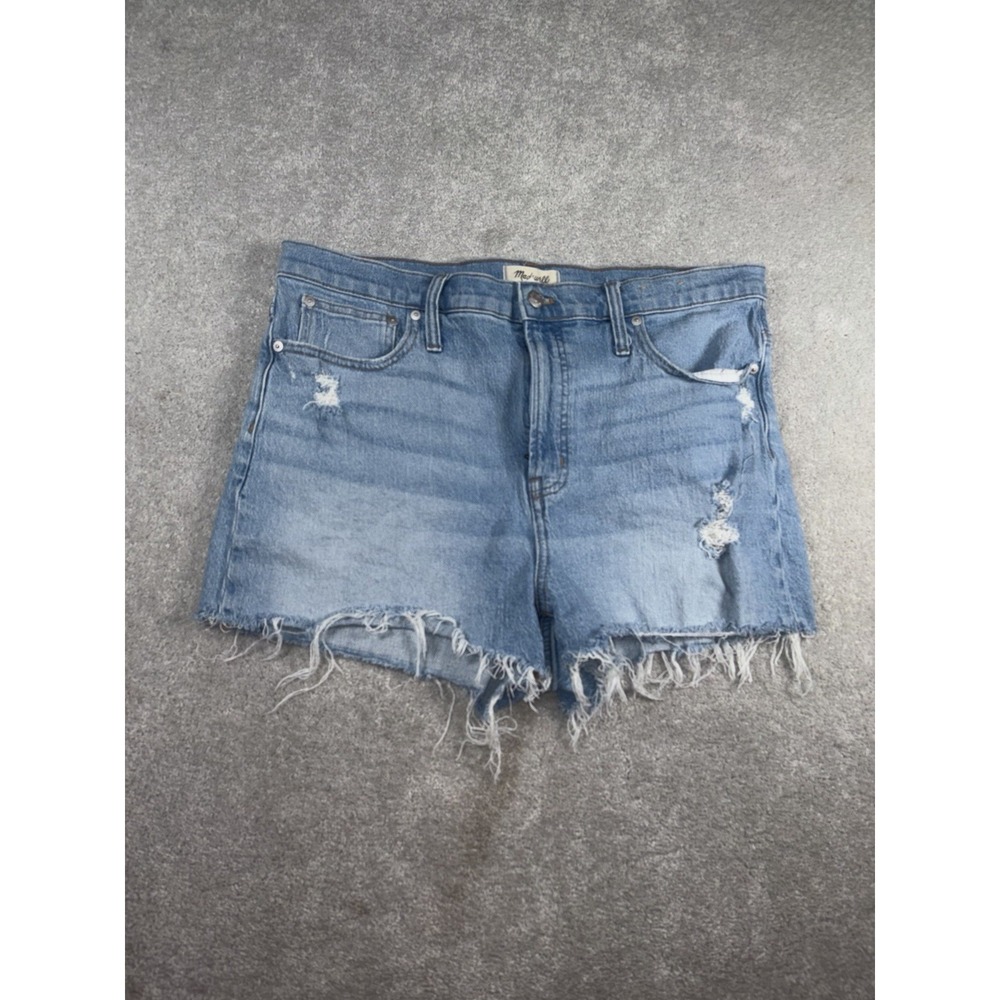 Madewell The Perfect Jean Short Size 33 Blue Denim Raw Hem High Rise